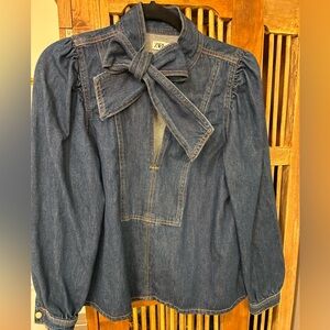 Zara Blue Denim Top with Bow